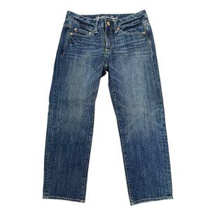 NWT American Eagle Straight Leg Boy Fit Denim Jeans Blue Women's Size 2 Regular
